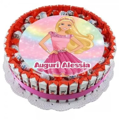 Torta barrette cioccolato con cialda - kit fai da te idea regalo compleanno bambini festa party dolciumi cioccolato cioccolata barrette personaggio a scelta (Bambolina - BarbieMovie)