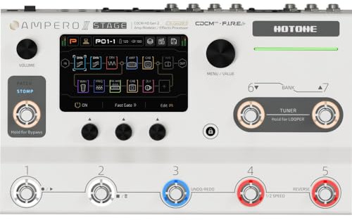 HOTONE Processeur à pédale multi-effets avec écran tactile pour guitare, basse, amplification infrarouge, simulation de chaînes à double effet avec boucle FX MIDI I/O stéréo OTG USB Interface audio