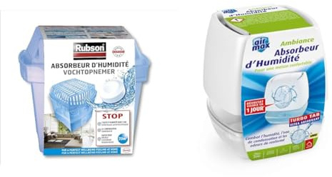 RUBSON absorbeur d'humidité Basic pour pièce de 20 m² - contient une recharge & UHU Air Max ambiance - Absorbeur d'humidité très rapide et efficace, blanc, un absorbeur de 100g et 1 recharge tab