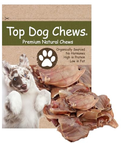 Top Dog Chews – Pig Ears for Dogs, 15 Pack, Single Ingredient, Long Lasting, Thick, Large Dog Treat for Small, Medium or Large Breeds