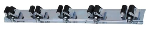 Galaflor - Geräteleiste 50 cm - 5 Klemmhalter - Besenhalter Wandhalterung | Gartengerätehalter für Garage & Werkstatt - Inklusive Schrauben & Dübel - Platzsparender Werkzeughalter aus Metall