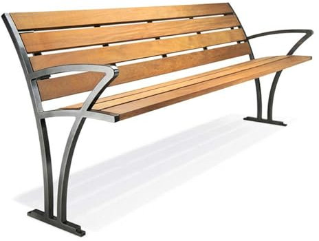LUVEQLSIT Holzbank im Freien, Gartenbank mit Lattensitz und Stahlrahmen, Wetterfest Veranda-Sitzbank, Sitzauflagen Bank für Garten, Park, Veranda, Hof, Deck
