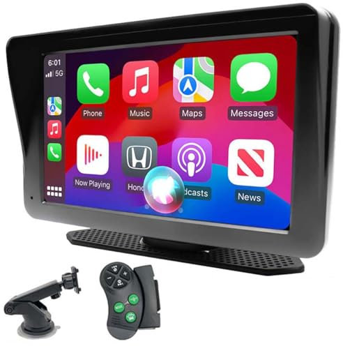 Carplay portatile wireless e stereo per auto Android - Monitor touch screen per auto da 7 pollici Youtube integrato, Bluetooth, Mirror Link, AUX, Airplay, telecomando da volante o tutti i veicoli