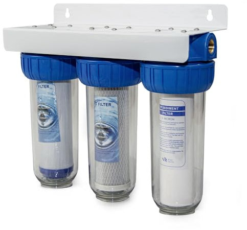 FILTRO IMPIANTO ACQUA TRE STADI CARTUCCIA NW-BR10B4 KIT FILTRAZIONE SEDIMENTI E CARBONI ATTIVI (1'' - 32,89mm)