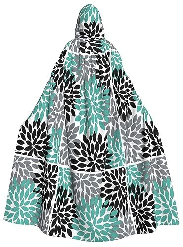 WURTON Cape à capuche unisexe avec imprimé fleur de dahlia pour homme et femme, costume de vampire, Halloween, cosplay, carnaval, fête à thème
