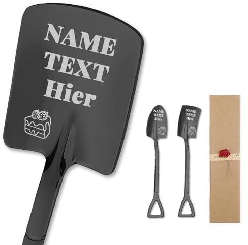 2 Stück Personalisiert Individuelle Gravur Eislöffel mit Gravur Edelstahl,Müslilöffel Dessertlöffel Teelöffel in Geschenkbox Hochzeitsgeschenke Valentinstag Geburtstage (Schwarz)