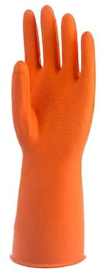 CHUDOU Cleaning Gloves,Women's Waterproof Dishwashing Gloves, Durable Kitchen Cleaning Household Tools Dishwashing Gloves (Color : RED-S)(ORANGES L)