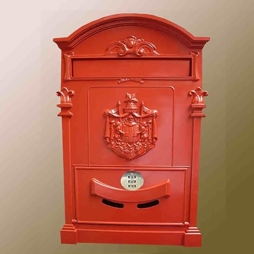 YCXJB Wandbriefkasten mit Zahlenschloss, Briefkasten Anthrazit für Den Außenbereich (groß), für Haus-, Wohnungs- und Geschäftseinlagen Außerhalb der Geschäftszeiten(Red)