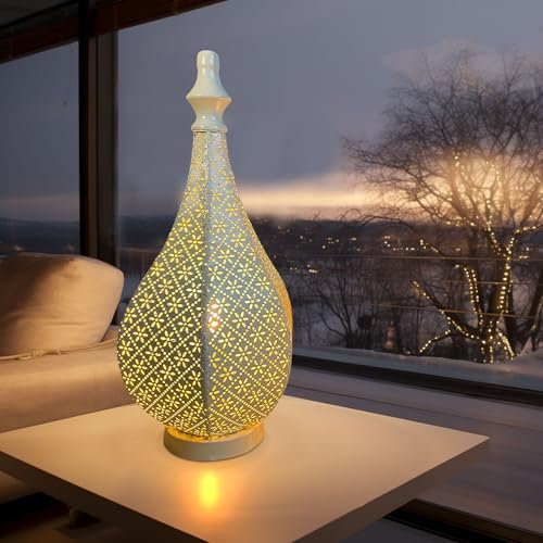 Zecnaud Orientalische Lampe Deko Metall, Wohnzimmer Deko Modern, Marokkanische Lampe Batteriebetrieb, halbhandgemachte Dekoration Wohnzimmer, für Zuhause Wohnzimmer Garten (A3)
