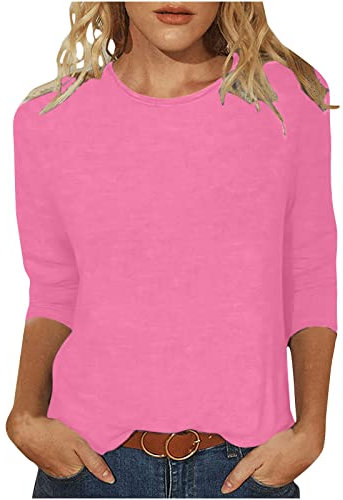 Tshirt Damen Leicht Und Luftig, Sonderangebot Bedrucktes T-Shirt Oberteil Mit 3/4 Ärmeln Und Rundhalsausschnitt, Bluse Weich Bequem, Shirt Top Casual Fashion, Oberteile Elegant Schick