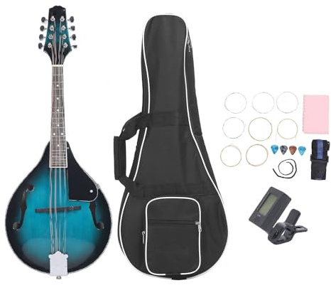 Mandolina Instrumento Musical, Kit Completo con 8 Cuerdas de Nylon y Afinador para Niños y Adultos, Ideal para Educación Musical y Entretenimiento Familiar