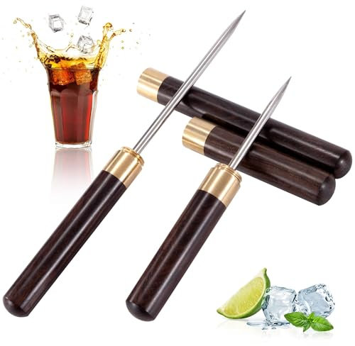 Jesustree Picahielos de Acero Inoxidable 2Pcs Punch Trituradora de Picos de Hielo Herramienta con Estuche Protector Cubierta Seguridad para Cóctel Barras Cocina Bartenders Picnics