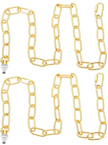PATIKIL Cadena Iluminación 3 Pies, 2 Juegos Cadena Metal Con Conectores Tornillo Enlace Rápido Hasta 110 Lbs Para Lámparas Colgantes, Arañas Luces Colgantes, Tono Dorado