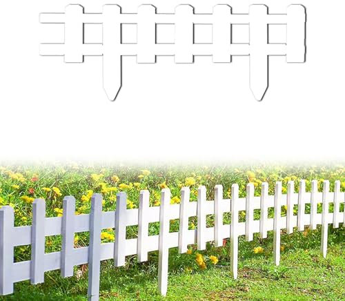 Holz Gartenzaun, Rasen Einfassung Grenze, Outdoor dekorative Landschaft Fechten für Rasen Hof Baum Blume Fechten, Länge:100cm/40″ (White x1pc,Height: 40cm/16″)