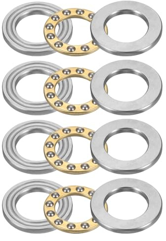 sourcing map Axial-Kugellager, F13-22M, 13 mm x 22 mm x 7 mm, Miniatur-Drucklager mit Unterlegscheiben, Chromstahl, in eine Richtung, für Fördersysteme, Werkzeugmaschinen, 4 Stück