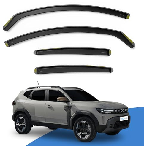 EdgeVisors Wind Deflectors | Fits: DACIA DUSTER MK3 (2024-onwards) 5 Door SUV 4pc Set | In-Channel Rain Guards for Wind, Rain & Sun Protection, Easy Installation - Tinted