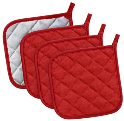 Amagogo 4 Pezzi presine da Cucina sottopentola Lavabili in Lavatrice 6,89x6,89 Pollici sottopentola per Cucina Cottura al Forno presina in Spugna, Rosso