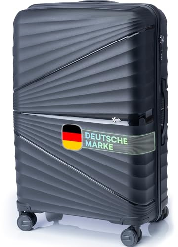 Xonic® Hartschalenkoffer M für 40L - Bruchsicherer Rollkoffer Polypropylen mit 360° Doppelrollen & TSA-Schloss - Reisekoffer Schwarz