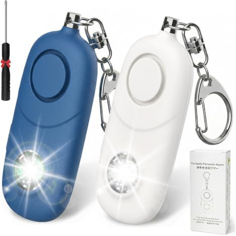 2er Set Persönlicher Alarm 135dB Schlüsselanhänger mit LED Licht | lange Batterielaufzeit/einfache Bedienung/LR44 Batterie/Frauen/Studenten/Senioren/Alltagssicherheit /hautfreundliche Haptik
