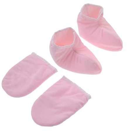 Guanti Paraffina per Mani e Piedi Rosa, 2 Paia in Poliestere | Chiusura a Scatto, Lavabili, per Trattamento Cera e Ritenzione Termica