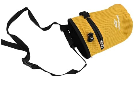 Gdfnmogo Sac à craie pour l'escalade, l'haltérophilie, l'haltérophilie, tissu Oxford 420D avec doublure en polaire, imperméable et anti-fuite, ceinture réglable, 13 x 19 cm, noir (jaune)