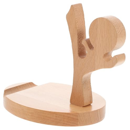 Cabilock Natürlicher Holz Handyhalter Stabile Tisch Handy Ständer mit Niedlicher Form Praktischer Smartphone Support für Familie und Büro Dekorativer Handyhalter aus Holz