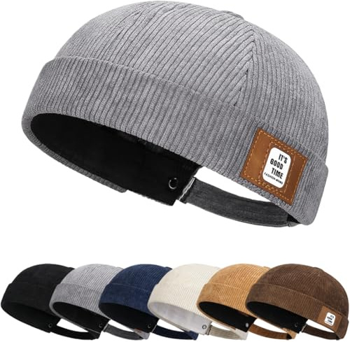 Cozyan Retro Docker Hat Cappello Senza Visiera Berretto da Portuale Uomo Donna Berretto Docker da Portuale Uomo da Motociclista Cappello Senza Visiera Rolled Cuff Brimless Hat