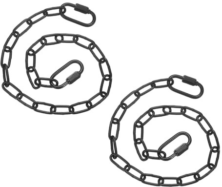 PATIKIL 2 Pcs Gate Chain Lock, 18 in x 2.5mm Dia Alloy Steel Hanging Chain Lock with 2 Clasps for Stall Barn Fence Gate Hammock Swing Punching Sandbag Yoga Gym, Black