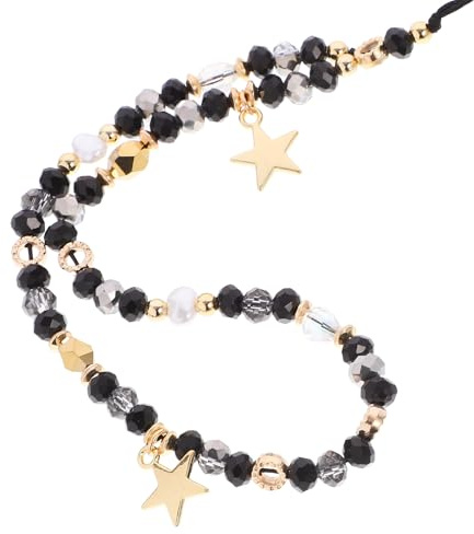 WEKADRIN Cordon en Perles Pendentif Étoile Antidérapant 22Cm pour Téléphone Portable, Dragonne Robuste en Alliage Adaptée Usage Quotidien et Décoratif