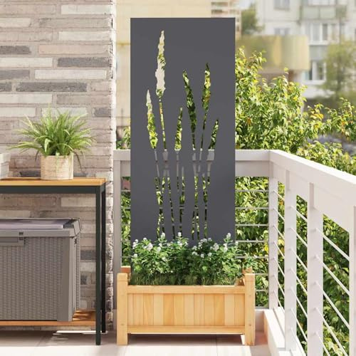 Gecheer Garten Sichtschutz-Leinwand Floral Anthrazit 50 x 140 cm, Deko-Schild Garten-Paneel Gartenstecker für Beete Vorgarten Hofeinfahrt Landhaus876310