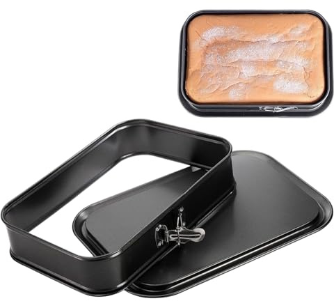 Molde para pasteles - Utensilios para hornear rectangulares de acero al carbono antiadherentes de 33 cm, bandeja para hornear con base extraíble, bandeja para cocinar postres reutilizable | Durable