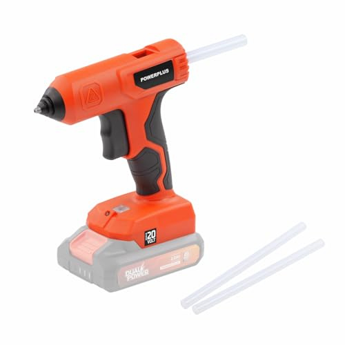 Powerplus Pistola de pegamento caliente POWDP7052 – Pistola de pegamento caliente 20 V – no incluye batería y cargador – 3 Acc.