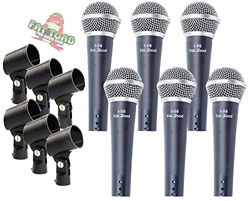 Fat Toad Vocal Cardioid Microphones (Live ResponsePRO Edition) 6-Pack – Handheld Dynamic Mics with Clips for DJ Stage Singing, Studio Recording