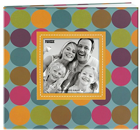 Pioneer Photo Albums Fotoalbum 20 designer tryckta upphöjda ramskydd scrapbook för 20 x 20 cm sidor, prickar