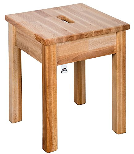Schwarzwald Massivholz Staboos Hocker DOC Buche Natur geölt mit Eingriff, 35 x 35 x 45 cm, bis 120 kg