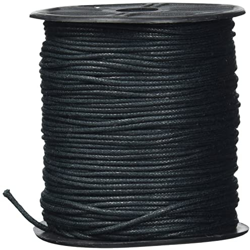 Auroris 100 m Rolle Baumwollband, rund 1,5 mm, schwarz