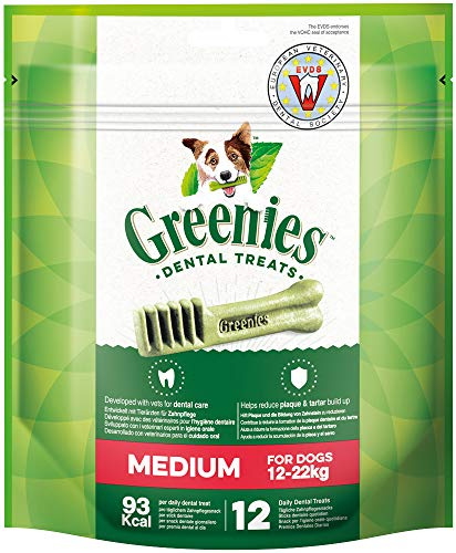 Greenies Original tägliche Zahnpflegesnacks Medium, Hundeleckerli zur täglichen Zahnreinigung für mittlere Hunde von 12-22kg, 12 Sticks