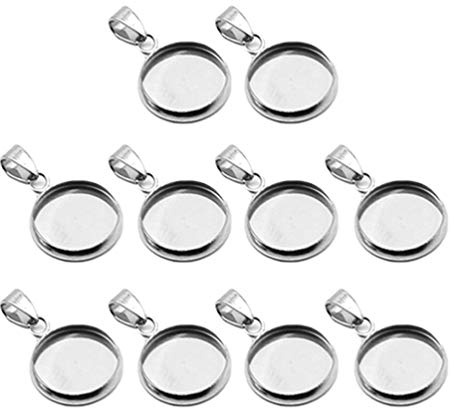 Healifty 20 Stücke Lünette Anhänger Tabletts Runde Cabochon Einstellungen Tabletts Anhänger Rohlinge für Diy Basteln Geschenk Schmuck Machen (Silber 18Mm)