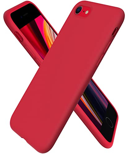 ORNARTO kompatibel mit iPhone SE 3 Silikon Case 2022 5G, iPhone 7/8/SE 2022 Hülle Ultra Dünne Voller Schutz Flüssig Silikon Handyhülle Schutz für SE(2022)/SE(2020) 4,7 Zoll Rot