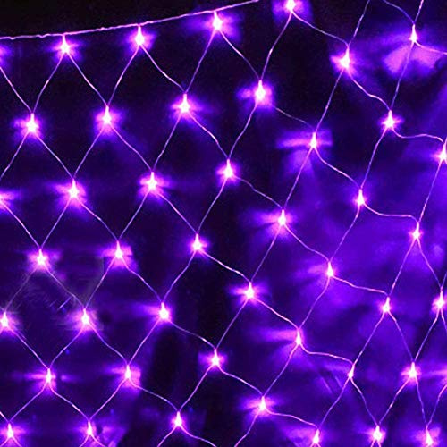 KINGCOO 200LED Solar Lichternetz Außen, Wasserdicht 3x2m Solar Mesh Net Fee Lichterkette 8 Modi Lichtervorhang Weihnachtsbeleuchtung für Garten Partydekoration Geburstag Hochzeit Wohnzimmer (Lila)