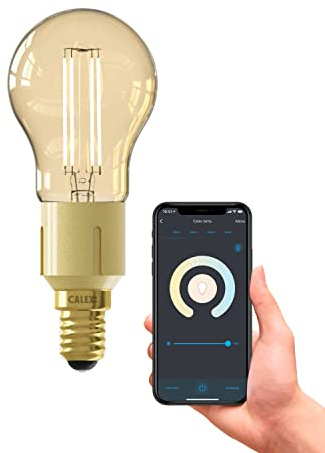CALEX Smart Glühbirne E14, Mit App und Kompatibel Alexa Sprachsteuerung (4,5W), Wifi LED Leuchtmittel, Filament Dimmbar, Wlan Lampe Warmweiss