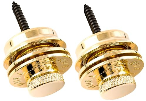 Musiclily Pro Gitarre Security Locks Gurtknöpfe Gurtpins Gold 2 Stück | Zinklegierung, Hochbelastbar, für Strat Tele E-Gitarre Akustik Klassische Gitarre Bass