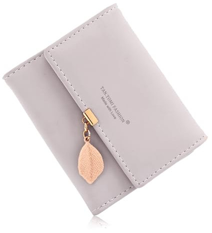 CALIYO Geldbeutel Damen aus Glattem und Weichem Synthetisches Leder Geldbörse klein Kurzformat Portemonnaie Farben mit vielen Fächern（Helllila）