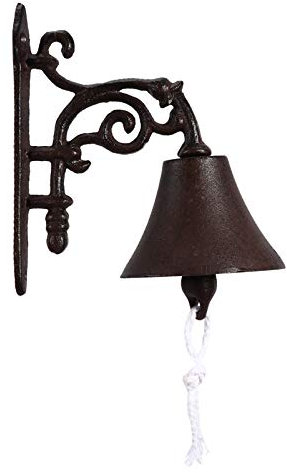 Happyyami 1satz Rustikale Wandglocke Aus Gusseisen Handbetriebene Türklingel Im Vintage-Stil Für Garten Und Hausdekoration Wetterfest Charmante Deko-Glocke Für Drinnen Und Draußen Für