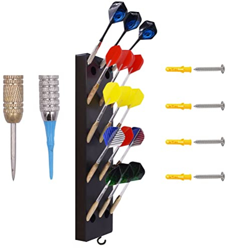 YYST Dart Holder Wall Mount/Stand/Caddy/Display Rack Storage -Plastic -Hold 15 Steel or Soft Tip Darts W Screws (1)