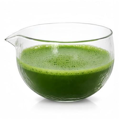 Clear Textured Glass Matcha Bowl with pouring Spout 5.12 x 31.5 (15oz) – Traditional Japanese Style Chawan,Matcha Green Tea whisk bowls | Heat-Resistant & Easy Clean (Microwave/Dishwasher Safe)