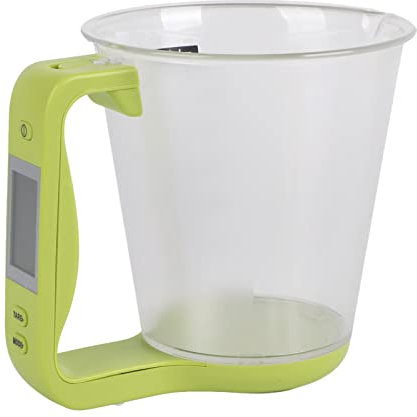 Buachois Balanzas de medición, balanza Digital para Alimentos de 1 kg y Vaso medidor, balanza de Cocina para medir el Volumen de Alimentos Balanza de medición electrónica con Pantalla LCD(Verde)
