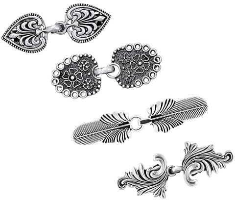 WOOXDYUK 4 Pieces Cardigan Clip Vintage Collar Shawl Pin Retro Cloak Brooches and Shawl Pins Silver Sweater Clips for Women Girls Shirt Cli