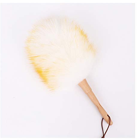 Duster Staubwedel aus Reiner Lammwolle mit Holzgriff, Flauschiger Lammwoll-Staubwedel, flexibel, guter Griff, antistatisch, Staubwedel für Zuhause, Büro und Auto, 6 Farben Handstaubwedel (Color : B)