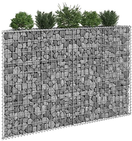 FIRBNUS 150 x 20 x 100 cm Gabion Lit relevé Trapèze Métal Cage Jardinière Gabion Porte-fleurs Jardin Jardinières Relevées Gabions Métalliques Haute Capacité de Charge en Acier Galvanisé